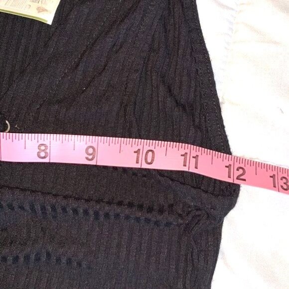 Black Ribbed Tank Bodysuit With Lace-Up Front Medium Iris - Picture 8 of 9